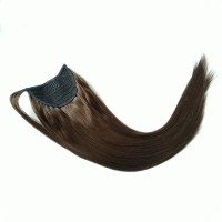 full end cuticle alinged dark brown  virgin remy hair extension drawstring ponytail