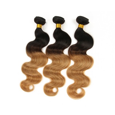 2020 Factory Manufacture Virgin Peruvian Hair Extensions Body Wave 10-24INCH Ombre Color 1B/27  Bundle Hair