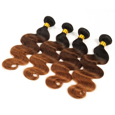 Unprocessed Virgin Indian Human Hair Extension Body Wave Ombre Color 1B/4/30 Virgin Hair Bundles