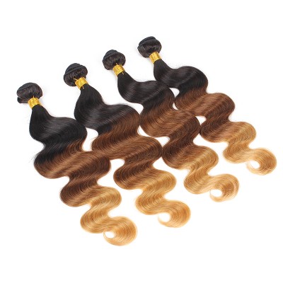 Grade 10A Factory Wholesale Virgin Brazilian Hair Extensions Body Wave Ombre 1B/33/27 Hair Bundles