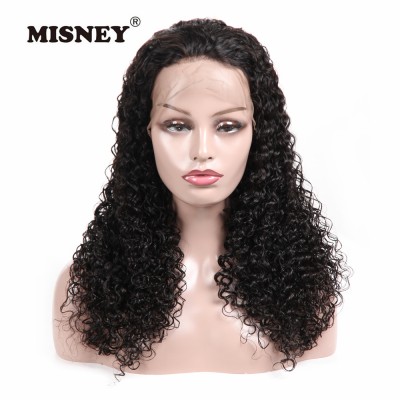 Human Hair Wigs Jerry Curl Natural Black Color Full Lace Wig Hand Tied With Baby Hair Curly Virgin Hair Lace Wig