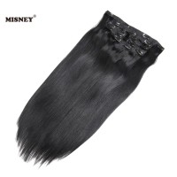 Grade 10A Chinese Human Hair Extensions Silky Straight Hair Clip In Hair Extension Black Color