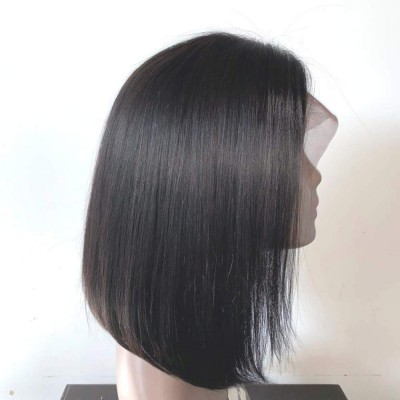 Lace Front Wig Brazilian Human Hair BoB Wig Length 8-14inch 130 Density Aside Or Free Part Color 1B