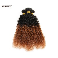 Grade 9A Unprocessed Virgin Peruvian Hair Extensions 10-24inch Jerry Curl Ombre Color 1B/30