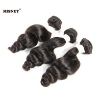 Grade 9A Thick Ends Unprocessed Virgin Hair Extensions Peruvian Bundle Hair Natural Black Loose Wave Wavy Style