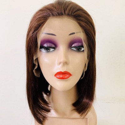 Lace Front Wig Human Hair Remy Chinese Hair Materials BoB Wig Straight Dark Brown Color #30