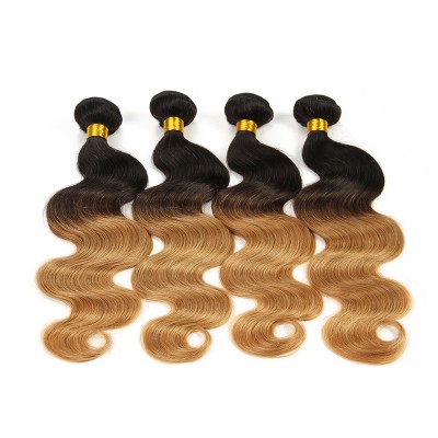 2020 Factory Manufacture Virgin Indian Hair Extensions Body Wave 10-24INCH Ombre Color 1B/27  Bundle Hair